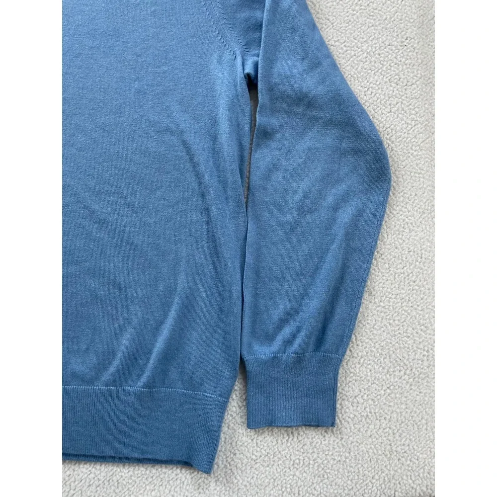 Banana Republic Men Medium Sweater Blue Silk Cotton Cashmere V-Neck Luxury Blend